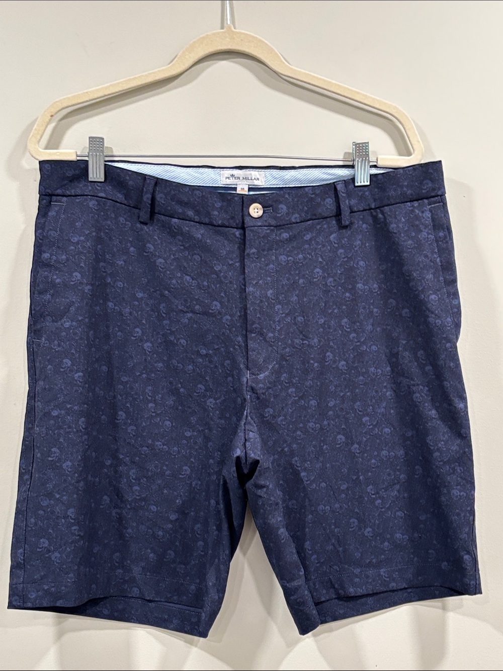 Peter Millar Navy Blue  Skull Rose Print Performance Flat-Front Golf Shorts